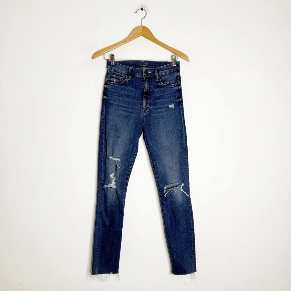 MOTHER Skinny Jeans The Swooner Ankle Fray Jeans Weekend Warrior Size 26
